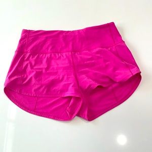 Used Lululemon High Rise Speed Up 2.5” Shorts (Pink) - Size 8